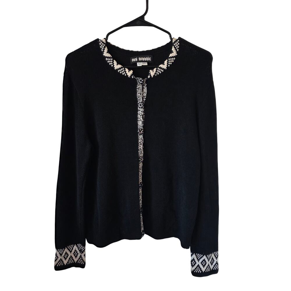 Vintage Ani Barrie Womens Black Cardigan Sweater Size Large Career Workwear